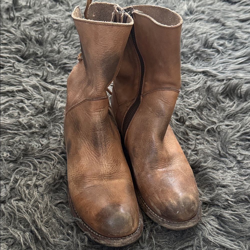 Bed Stu Brown Leather Ankle Boots 8.5